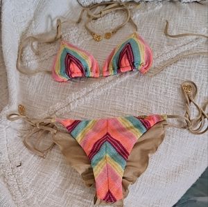Luli Fama Swimsuit Multi-colored Bikini 2 peaces Size Small